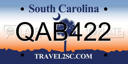 QAB422 South Carolina License Plate