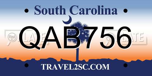 QAB756 South Carolina License Plate