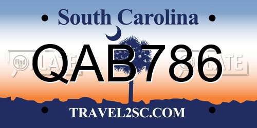 QAB786 South Carolina License Plate