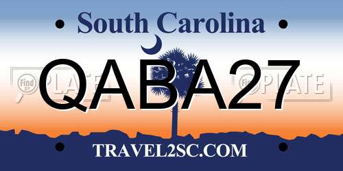 QABA27 South Carolina License Plate