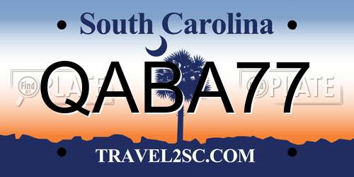 QABA77 South Carolina License Plate