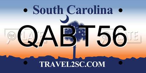QABT56 South Carolina License Plate
