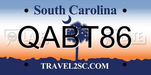 QABT86 South Carolina License Plate
