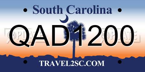 QAD1200 South Carolina License Plate