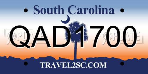 QAD1700 South Carolina License Plate