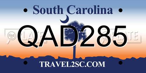 QAD285 South Carolina License Plate