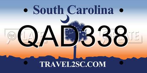 QAD338 South Carolina License Plate