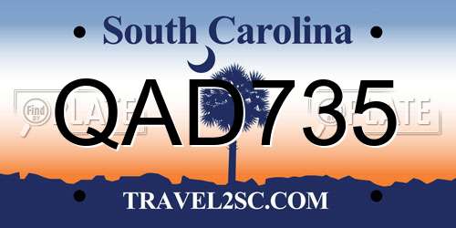 QAD735 South Carolina License Plate