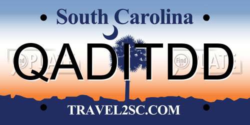 QADITDD South Carolina License Plate