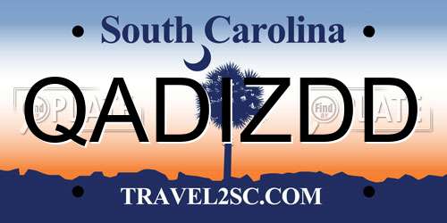 QADIZDD South Carolina License Plate