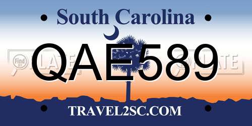 QAE589 South Carolina License Plate