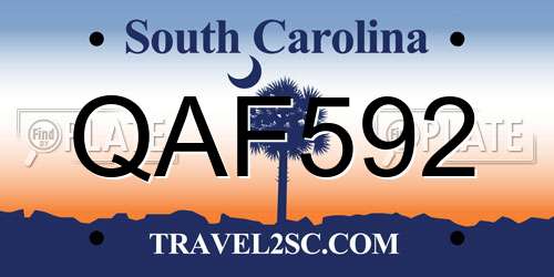 QAF592 South Carolina License Plate