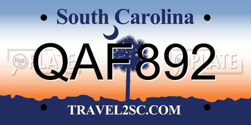 QAF892 South Carolina License Plate