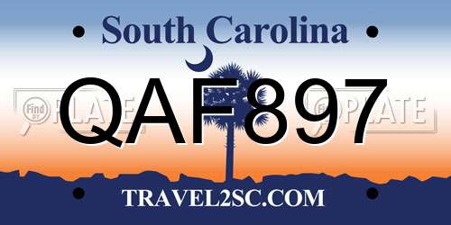 QAF897 South Carolina License Plate