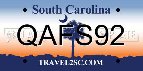 QAFS92 South Carolina License Plate