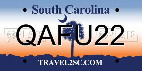 QAFU22 South Carolina License Plate