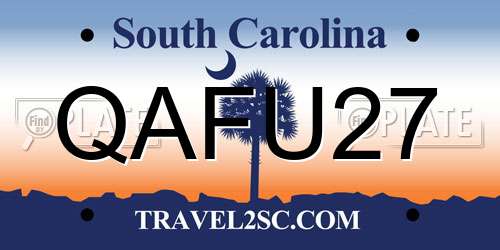 QAFU27 South Carolina License Plate