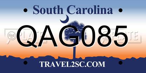 QAG085 South Carolina License Plate