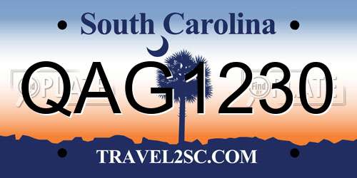 QAG1230 South Carolina License Plate