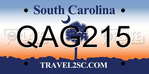 QAG215 South Carolina License Plate