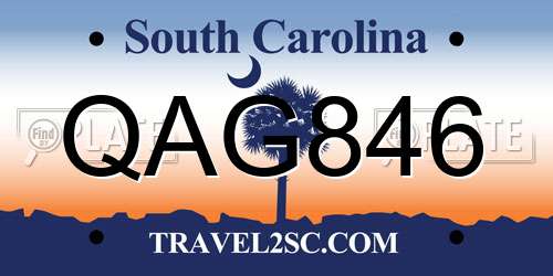 QAG846 South Carolina License Plate