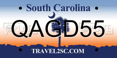 QAGD55 South Carolina License Plate