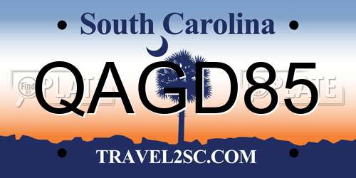 QAGD85 South Carolina License Plate