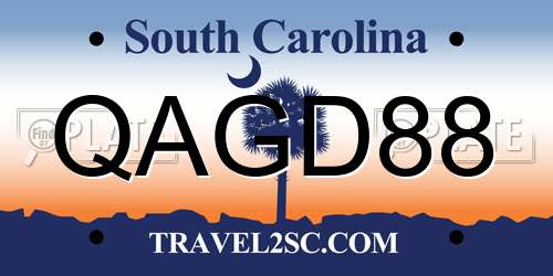 QAGD88 South Carolina License Plate