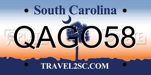 QAGO58 South Carolina License Plate