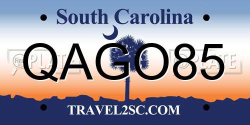 QAGO85 South Carolina License Plate