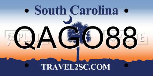 QAGO88 South Carolina License Plate