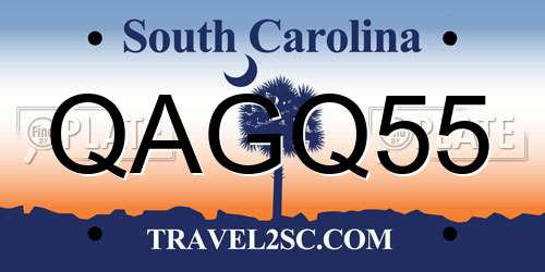 QAGQ55 South Carolina License Plate