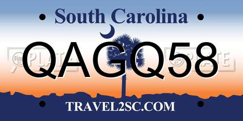 QAGQ58 South Carolina License Plate
