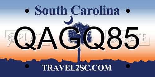 QAGQ85 South Carolina License Plate