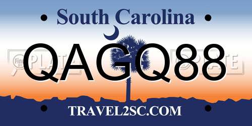 QAGQ88 South Carolina License Plate