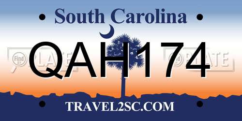 QAH174 South Carolina License Plate