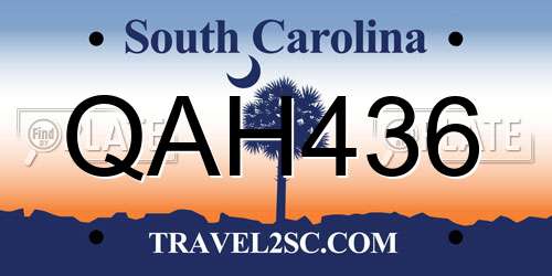 QAH436 South Carolina License Plate