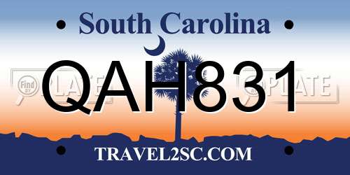 QAH831 South Carolina License Plate