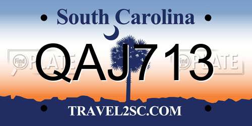 QAJ713 South Carolina License Plate