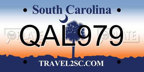 QAL979 South Carolina License Plate