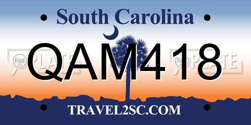 QAM418 South Carolina License Plate