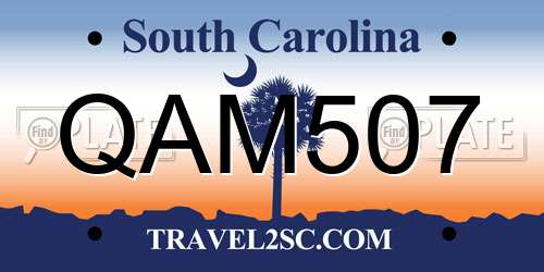 QAM507 South Carolina License Plate