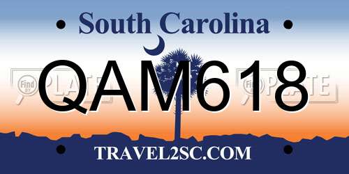 QAM618 South Carolina License Plate