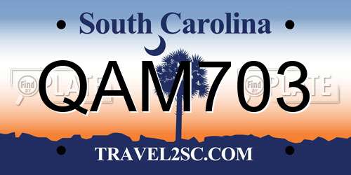 QAM703 South Carolina License Plate