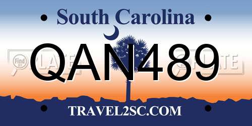 QAN489 South Carolina License Plate