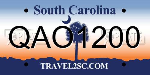 QAO1200 South Carolina License Plate