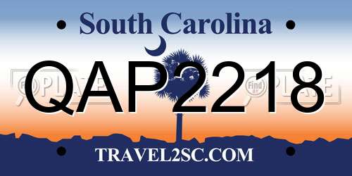 QAP2218 South Carolina License Plate