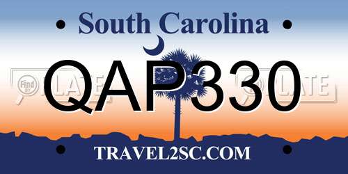 QAP330 South Carolina License Plate