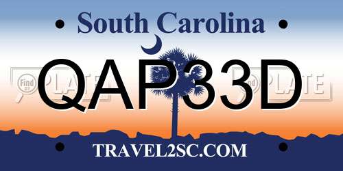 QAP33D South Carolina License Plate