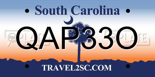 QAP33O South Carolina License Plate